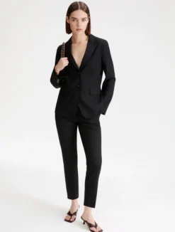 Pantalone cropped in tela stretch - NERO