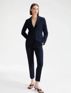 Pantalone cropped in tela stretch - BLU NOTTE