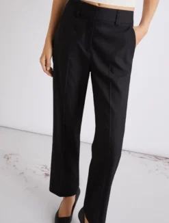 Pantalone cropped in twill di misto viscosa - NERO