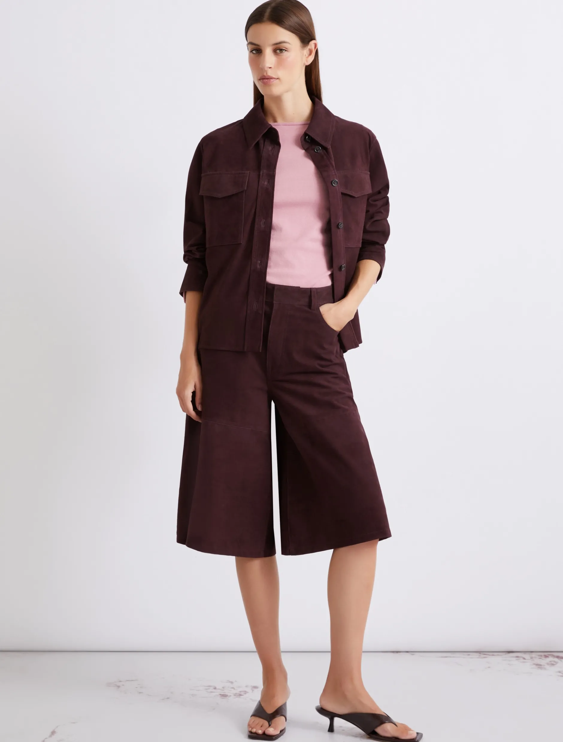 Pantalone culotte in camoscio - BORDEAUX
