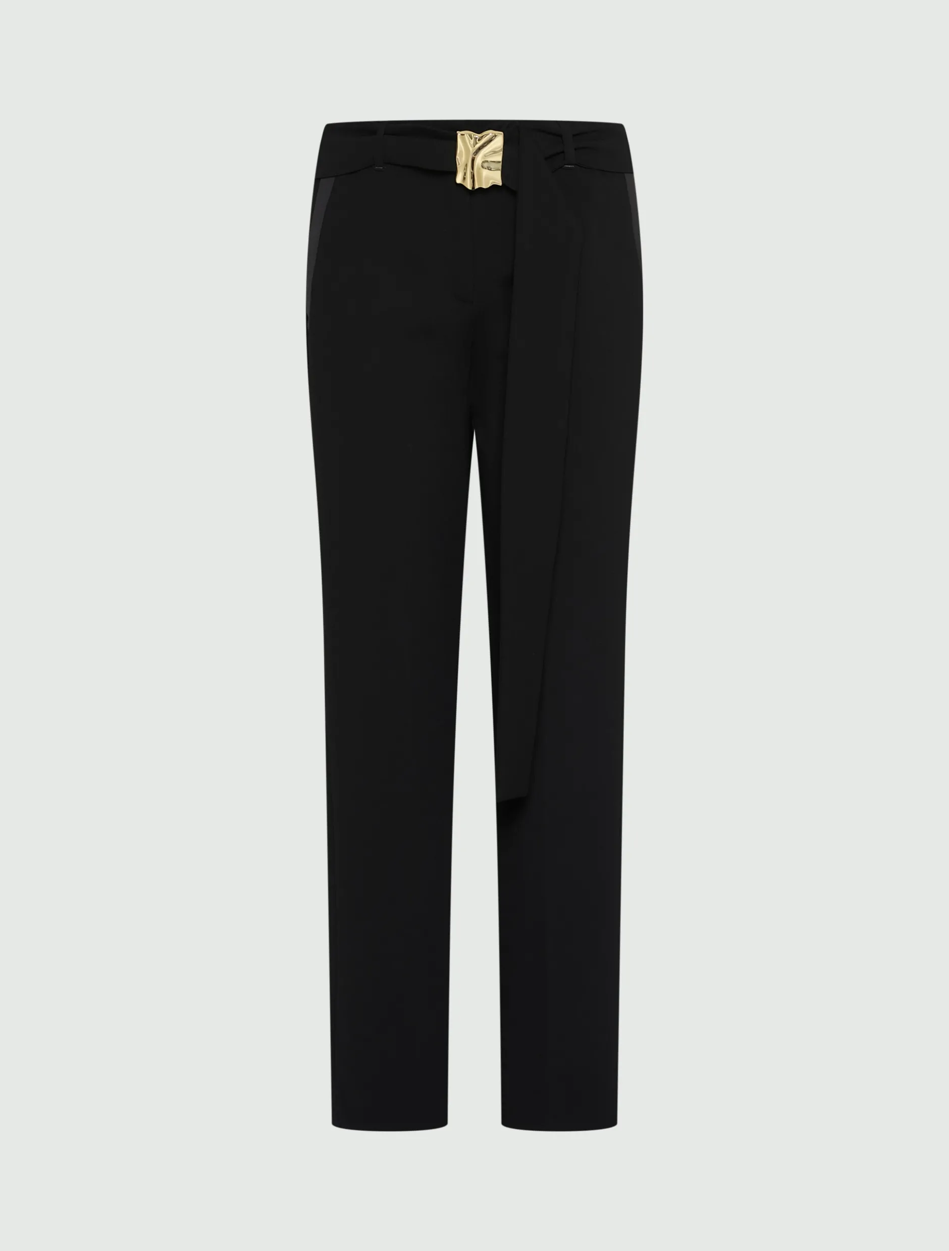 Pantalone dritto con cintura - NERO