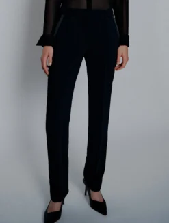 Pantalone dritto con cintura - NERO