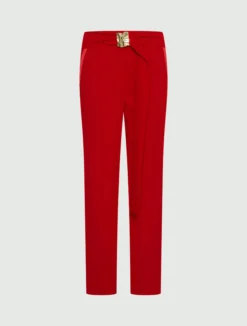 Pantalone dritto con cintura - ROSSO