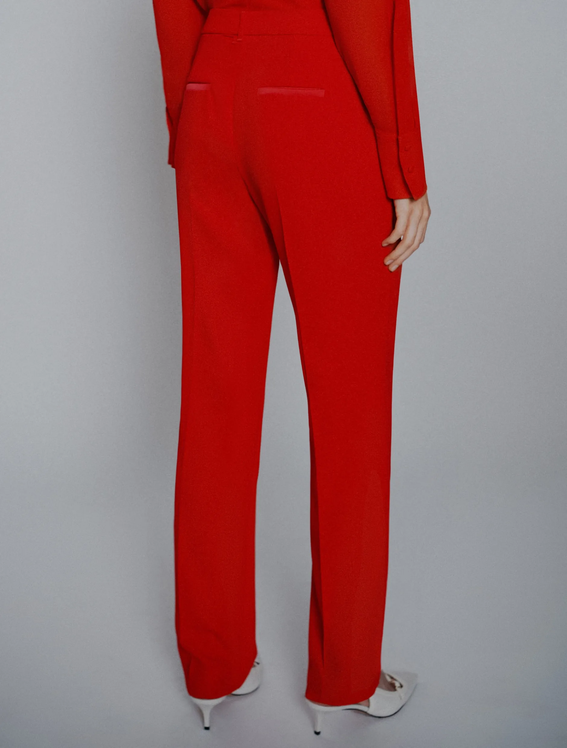 Pantalone dritto con cintura - ROSSO