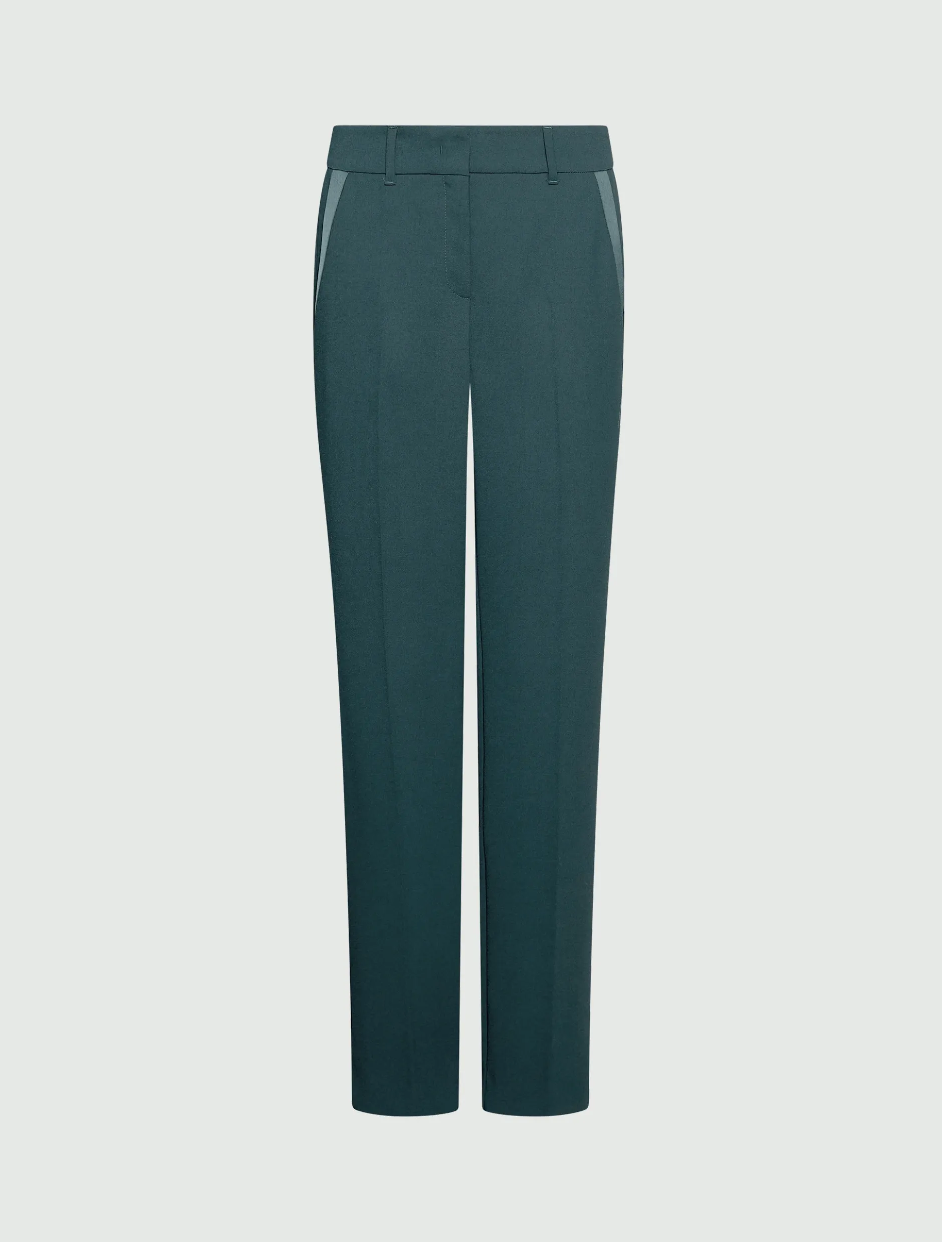 Pantalone dritto in envers satin - BLU PAVONE
