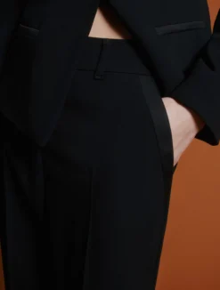 Pantalone dritto in envers satin - NERO