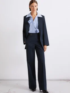 Pantalone dritto in gabardina - BLU