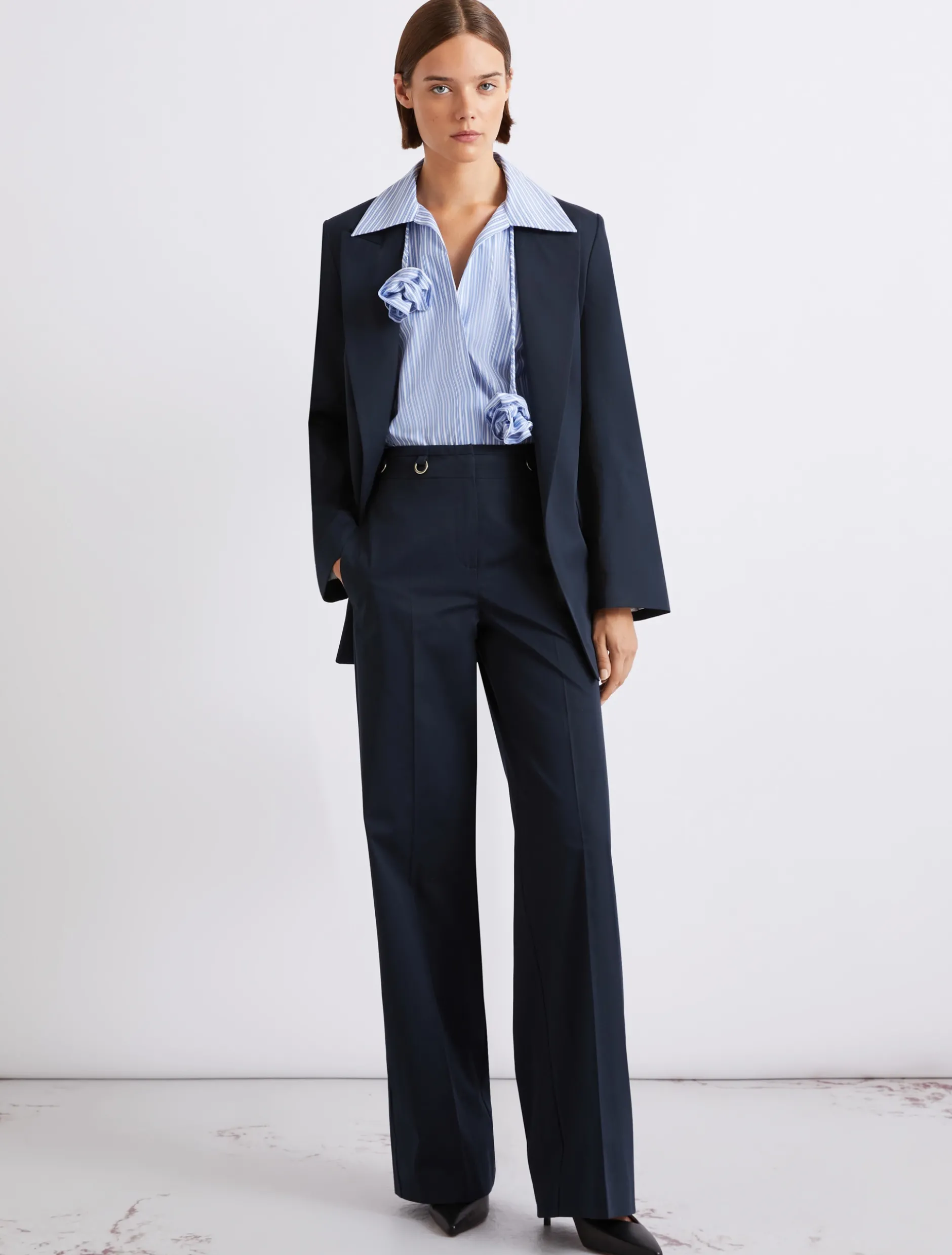 Pantalone dritto in gabardina - BLU