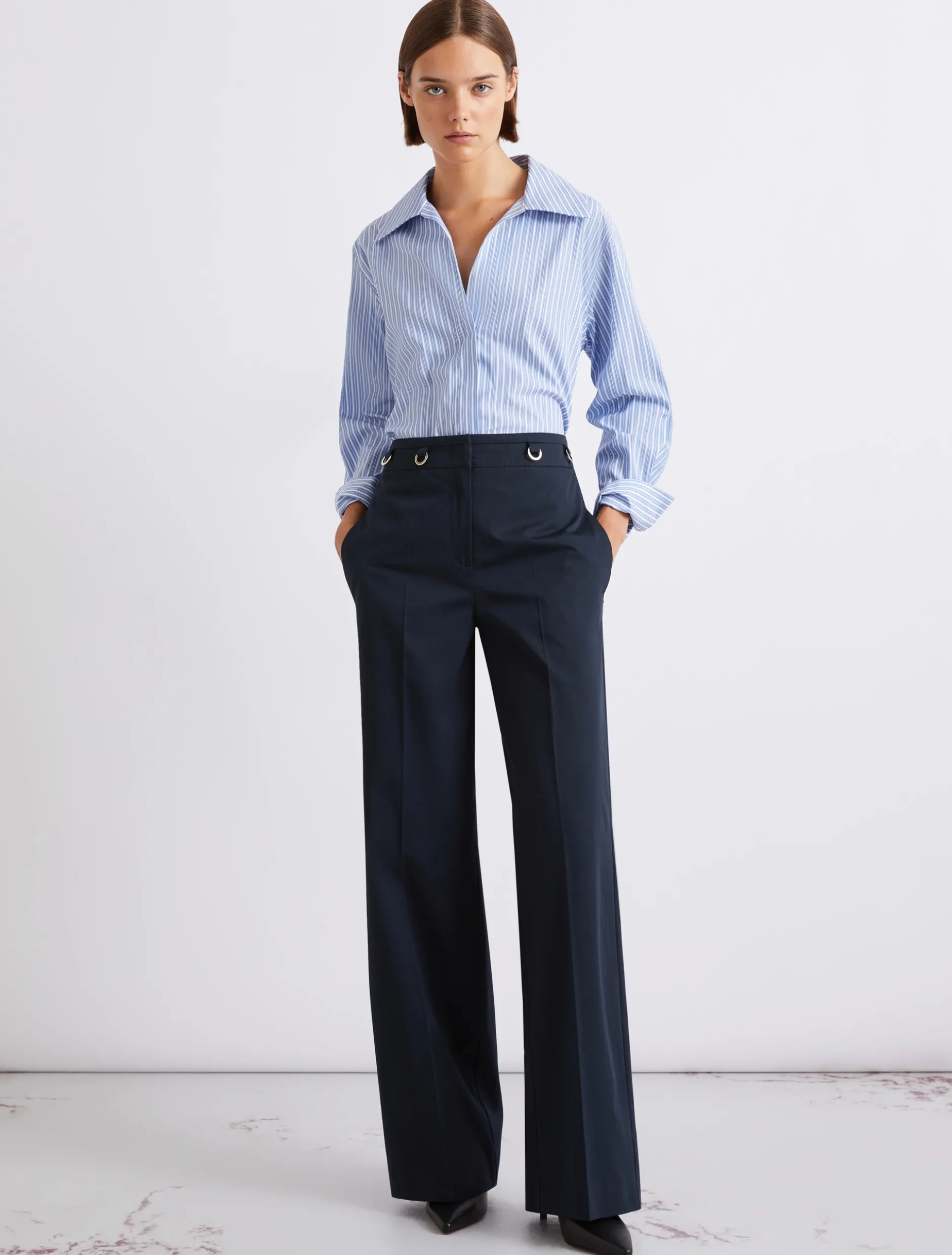 Pantalone dritto in gabardina - BLU