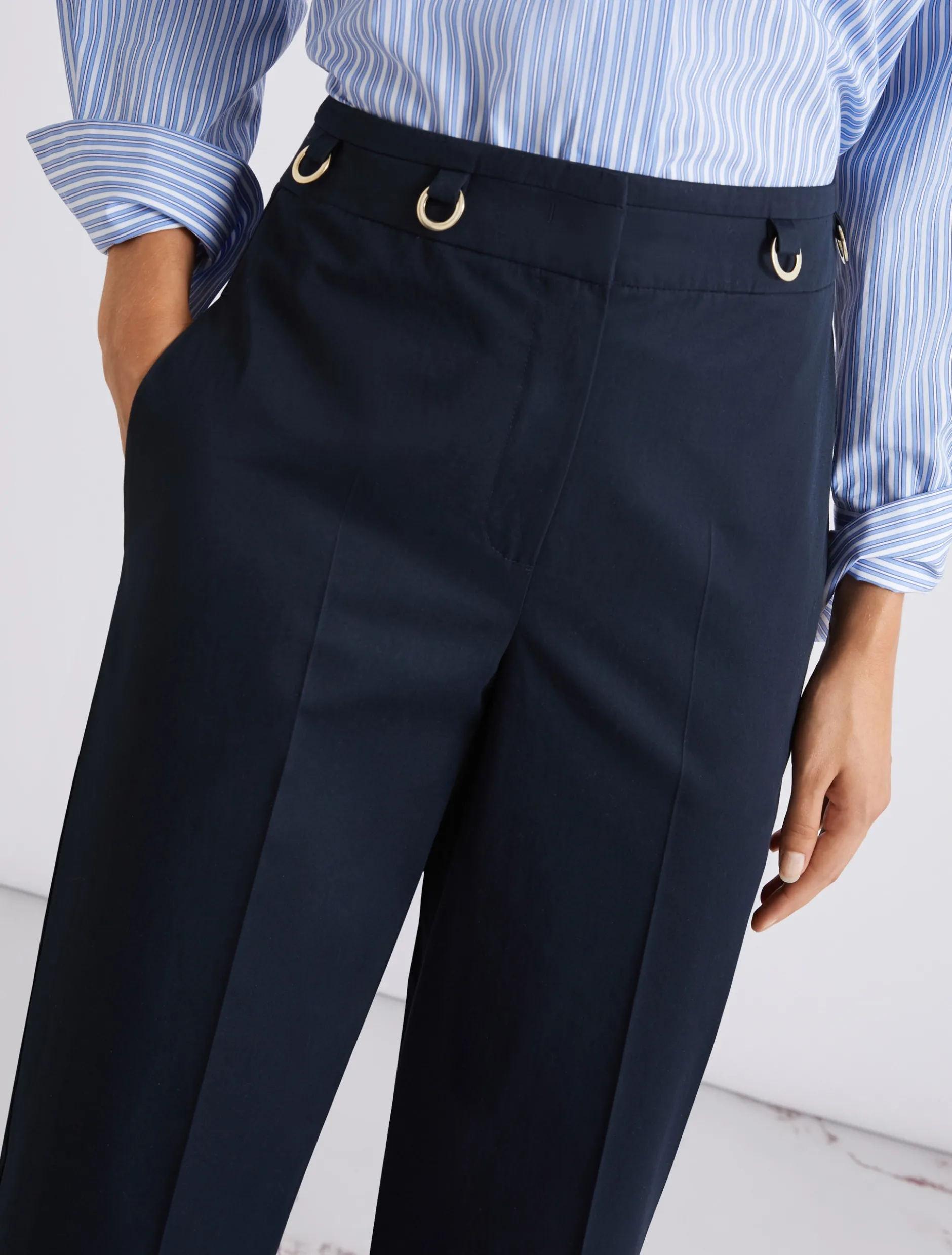 Pantalone dritto in gabardina - BLU