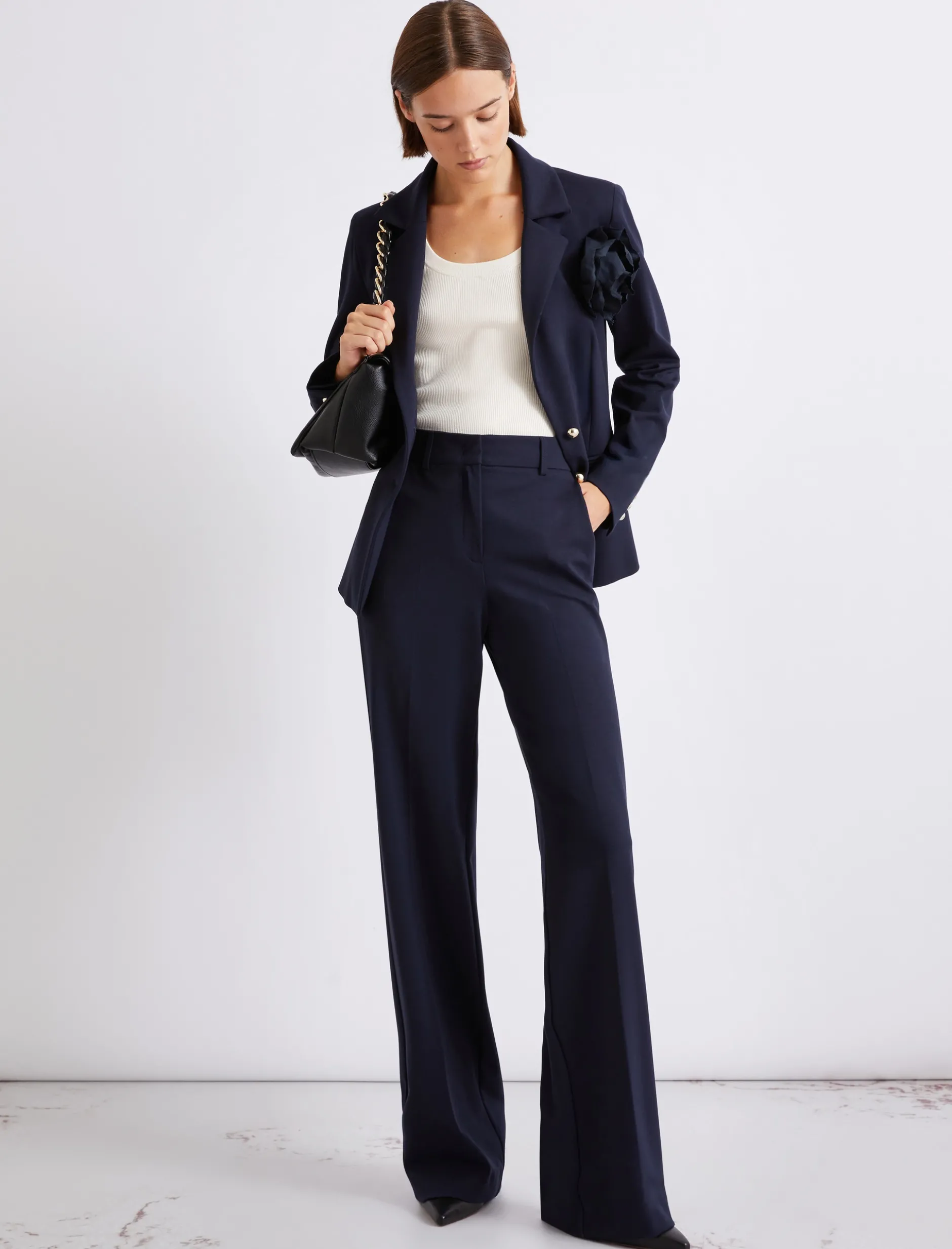 Pantalone dritto in jersey - BLU