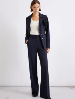 Pantalone dritto in jersey - BLU