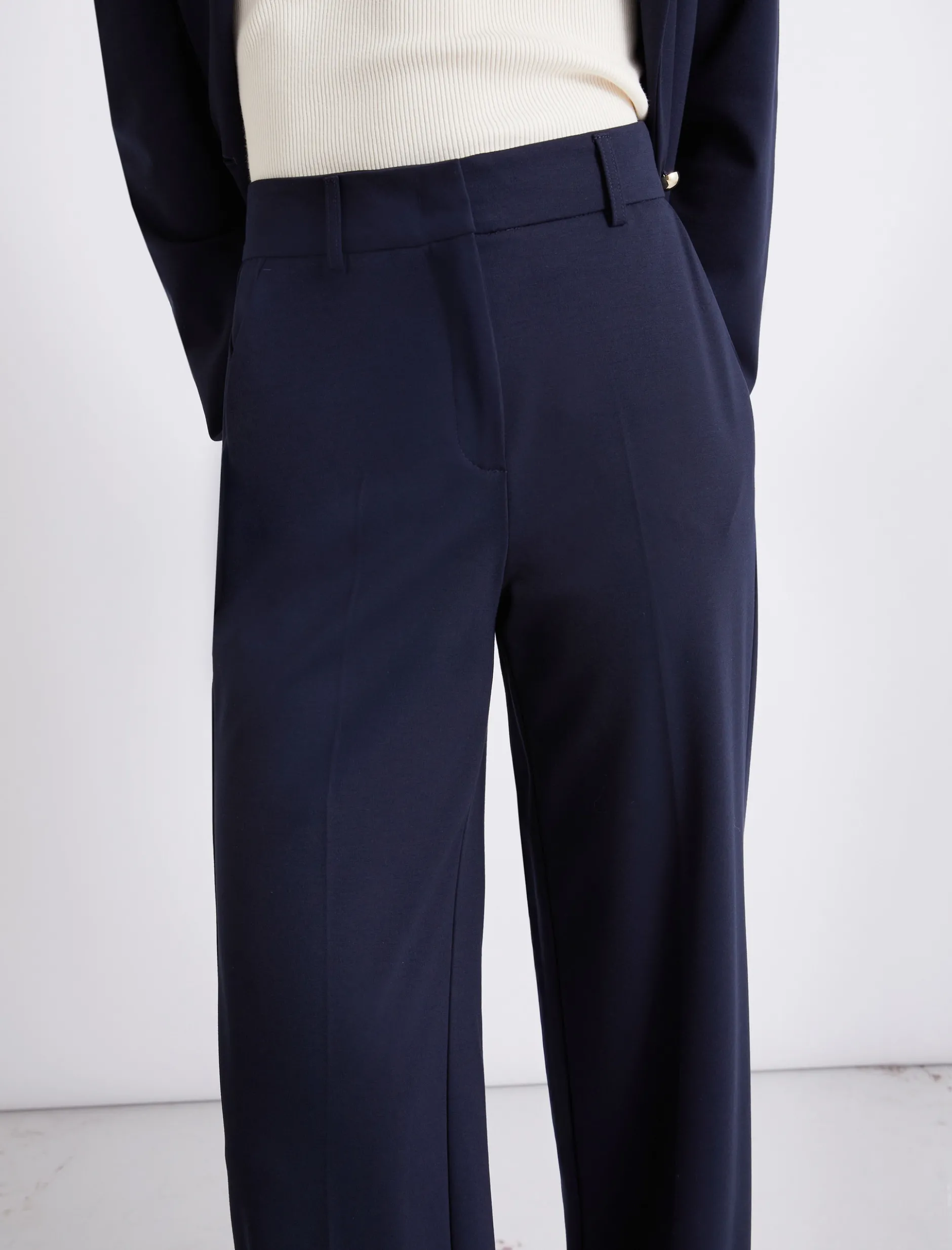 Pantalone dritto in jersey - BLU