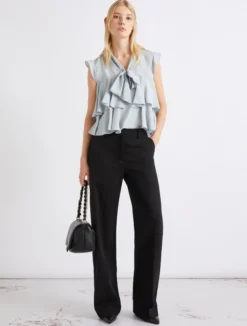 Pantalone dritto in jersey - NERO