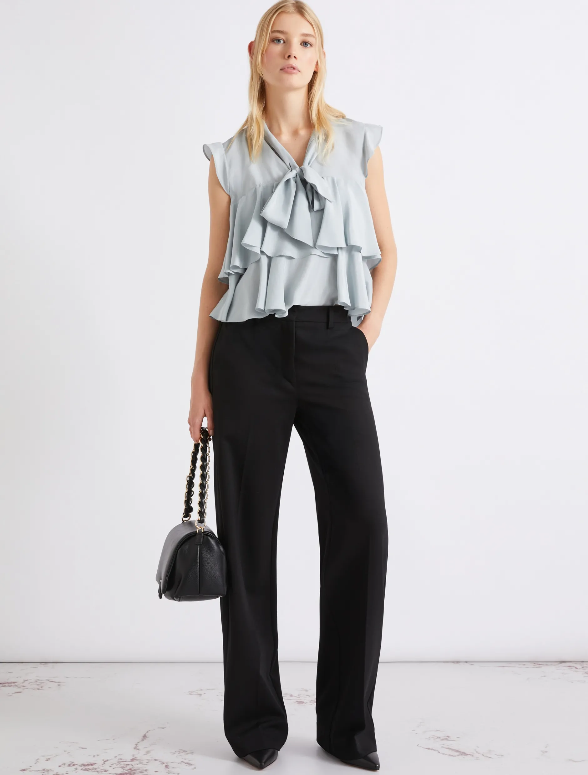 Pantalone dritto in jersey - NERO