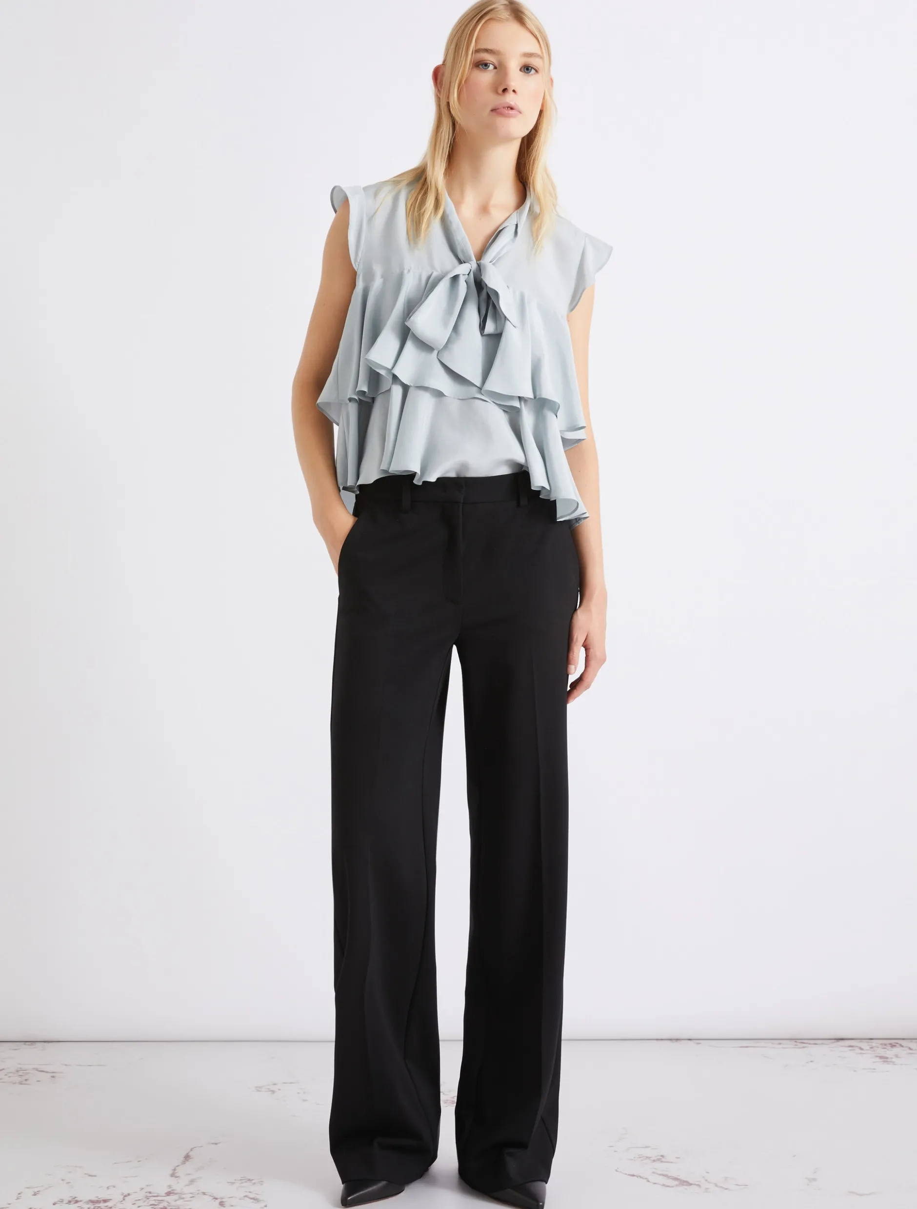 Pantalone dritto in jersey - NERO