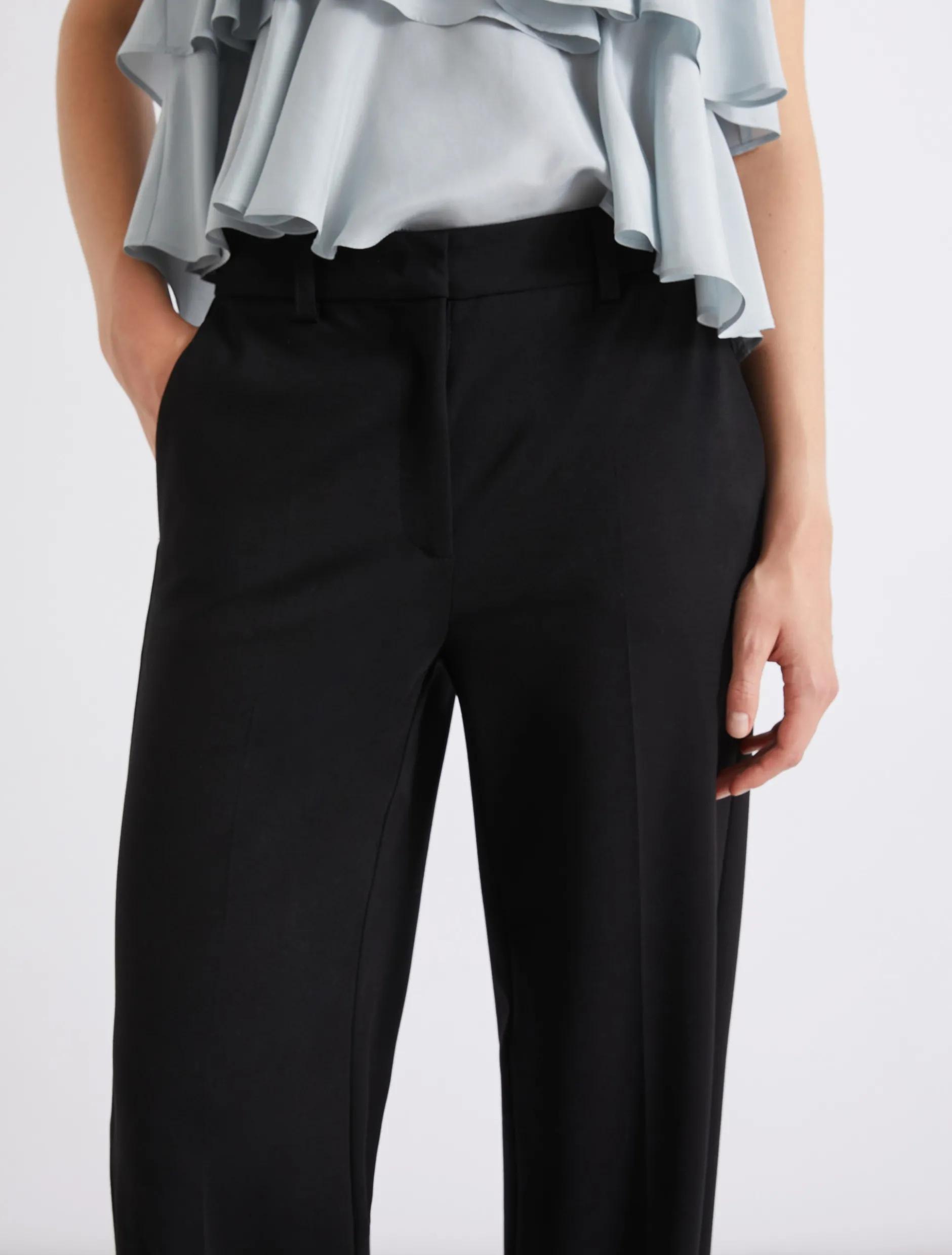 Pantalone dritto in jersey - NERO