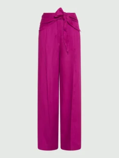 Pantalone dritto in lino - FUXIA