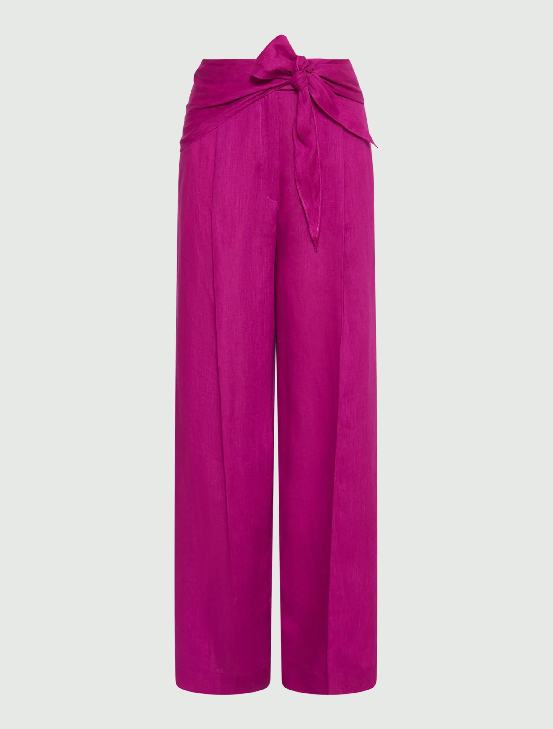 Pantalone dritto in lino - FUXIA
