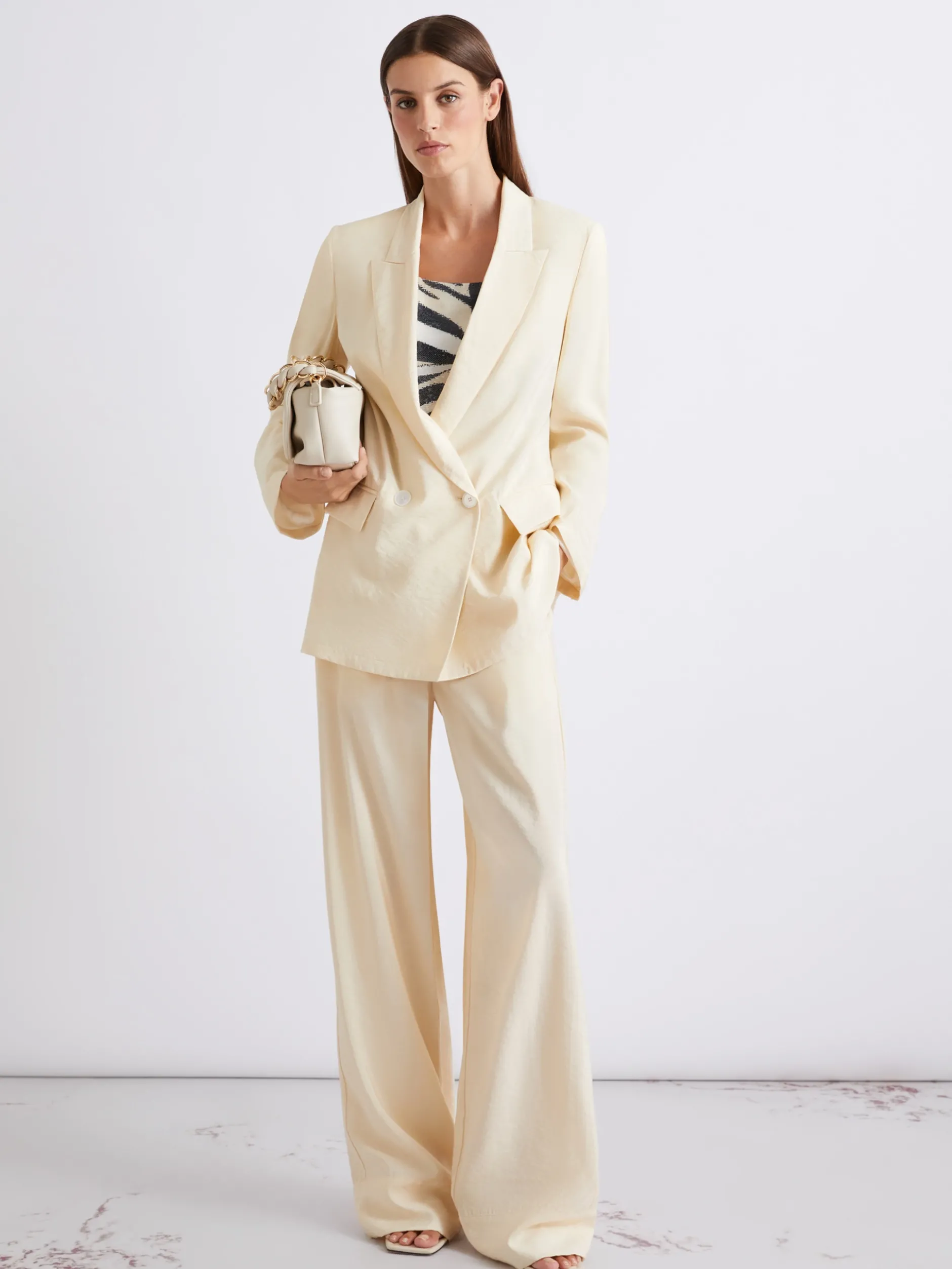 Pantalone dritto in misto viscosa - PANNA