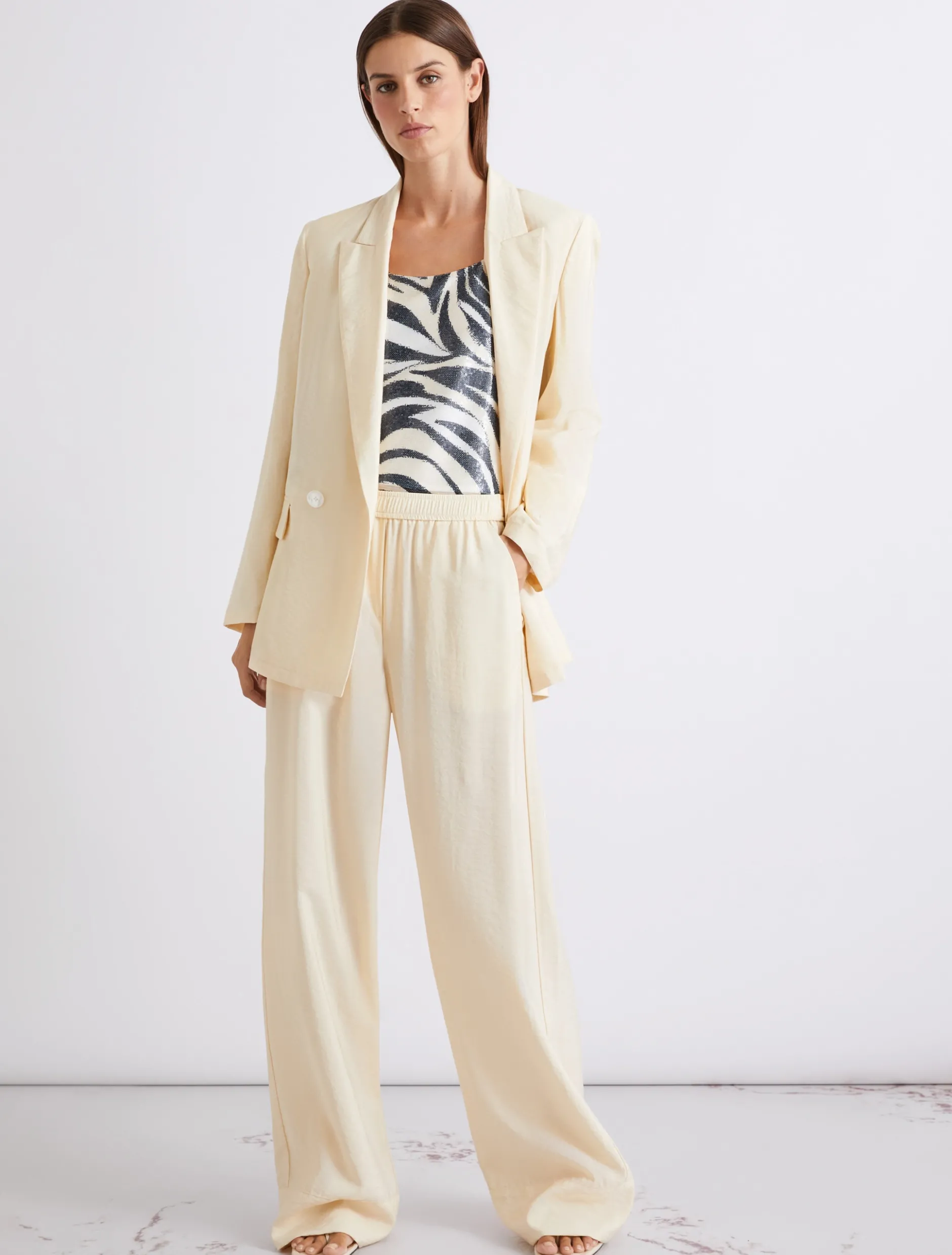 Pantalone dritto in misto viscosa - PANNA