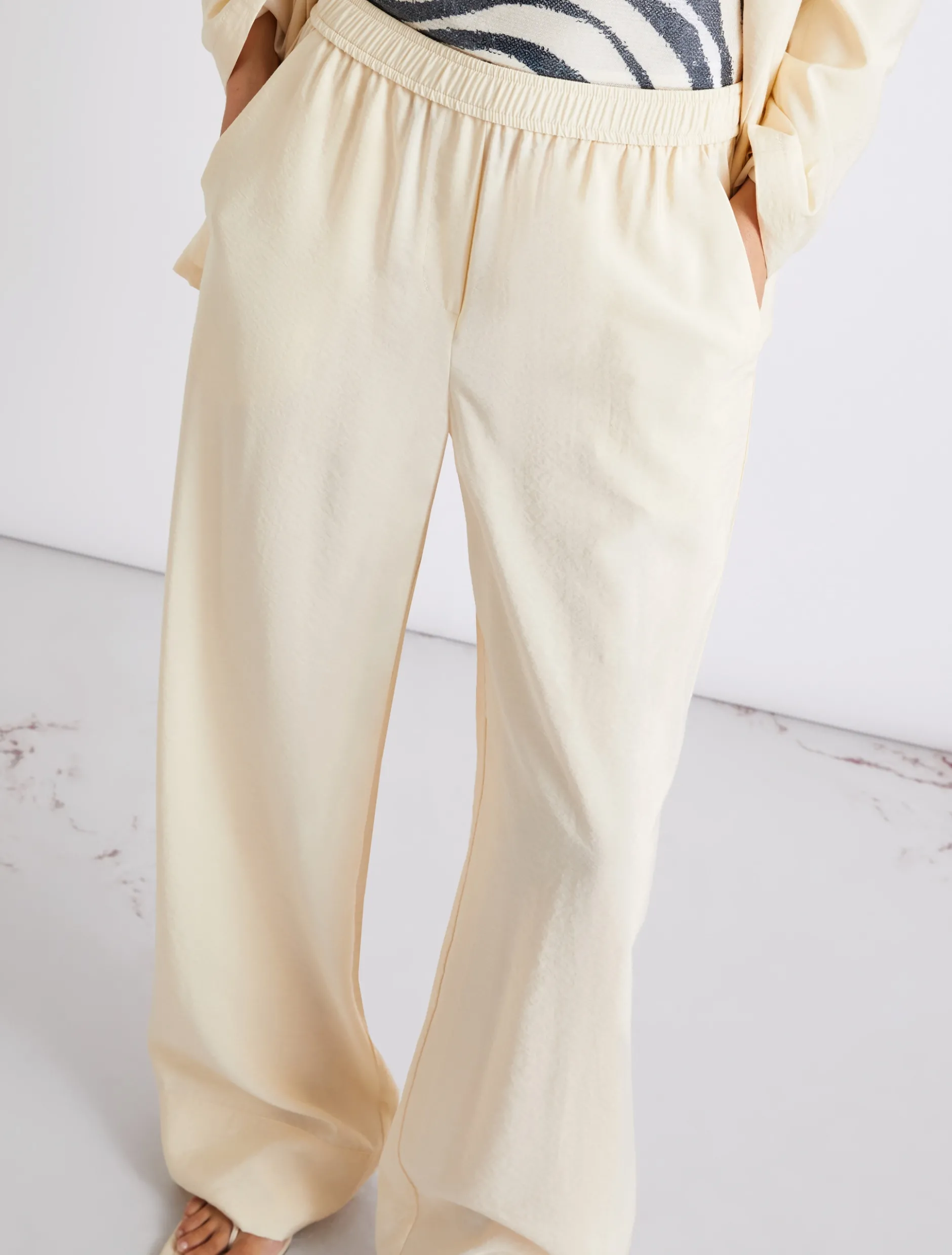 Pantalone dritto in misto viscosa - PANNA