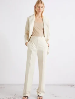 Pantalone dritto in popeline di puro cotone - GHIACCIO