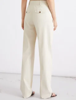 Pantalone dritto in popeline di puro cotone - GHIACCIO