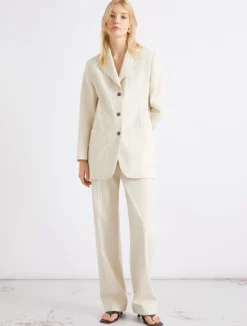 Pantalone dritto in popeline di puro cotone - GHIACCIO