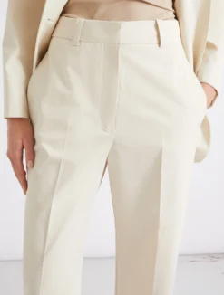 Pantalone dritto in popeline di puro cotone - GHIACCIO