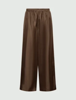 Pantalone dritto in seta - MARRONE