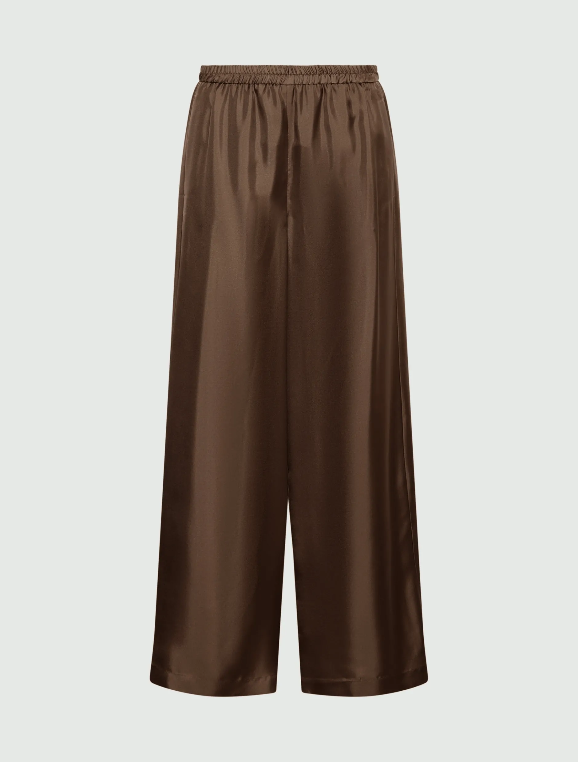 Pantalone dritto in seta - MARRONE