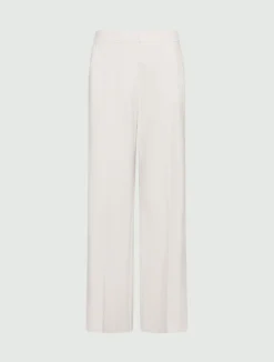 Pantalone dritto in tela stretch - BIANCO