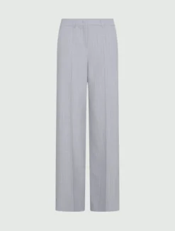 Pantalone dritto in tela stretch malfilé - GRIGIO CHIARO MELANGE