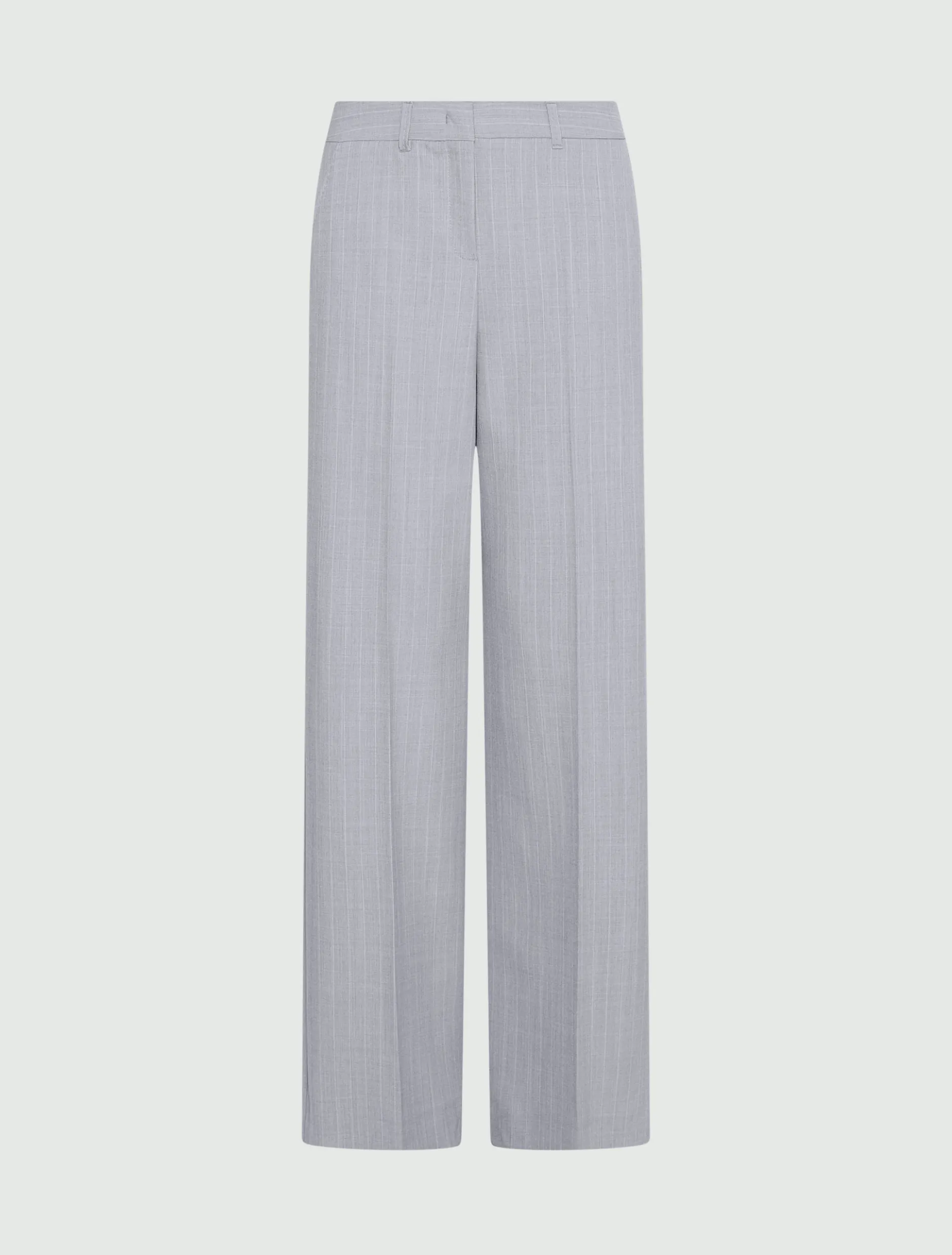 Pantalone dritto in tela stretch malfilé - GRIGIO CHIARO MELANGE