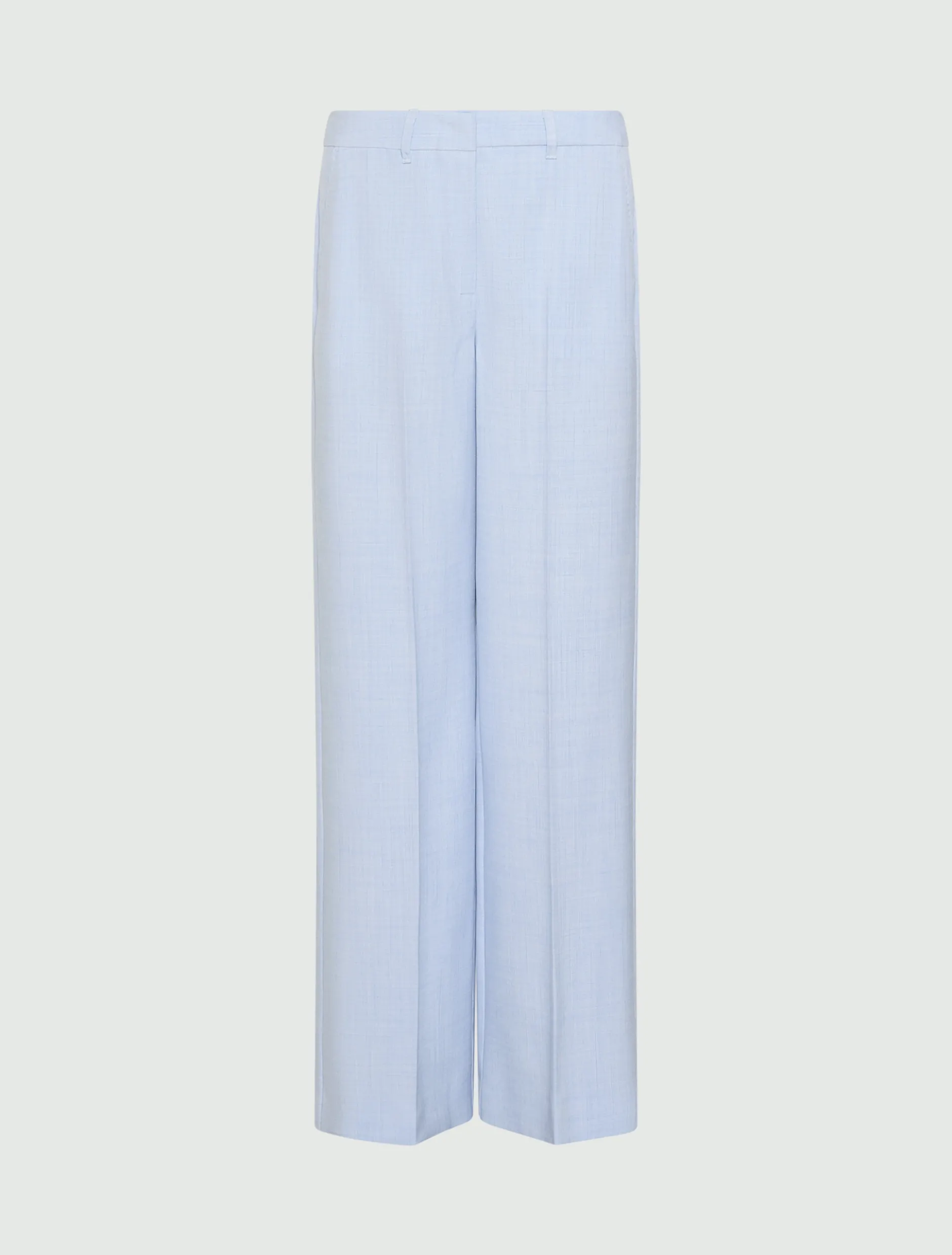 Pantalone dritto in tela stretch malfilé - AZZURRO