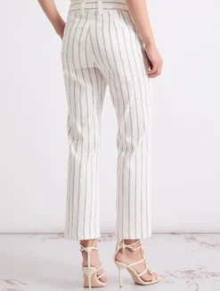 Pantalone flare in lino e cotone - BIANCO