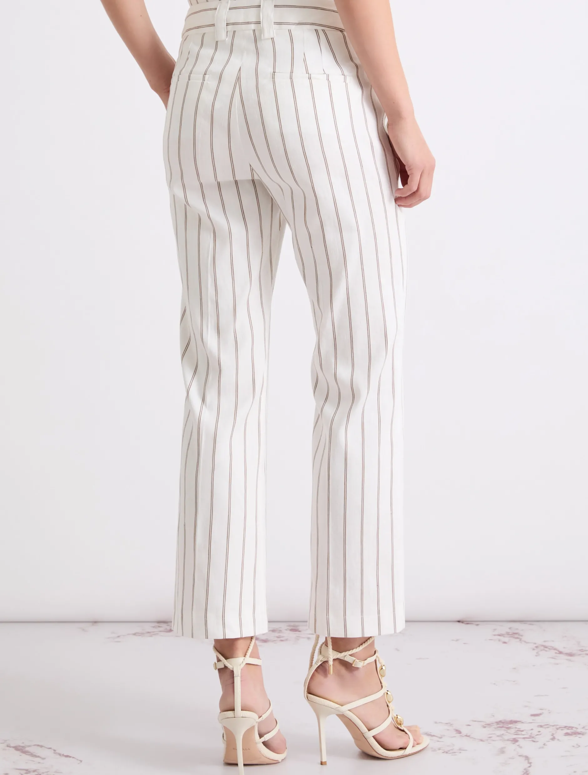 Pantalone flare in lino e cotone - BIANCO