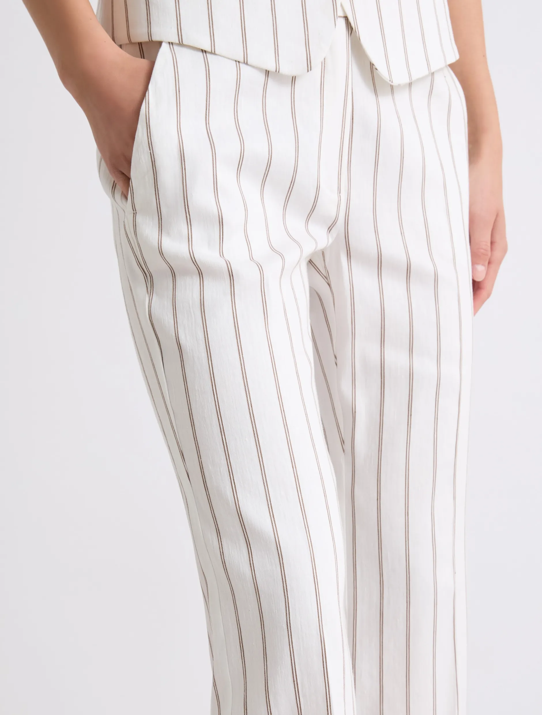 Pantalone flare in lino e cotone - BIANCO