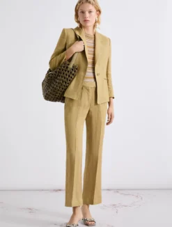 Pantalone flare in lino - KAKI