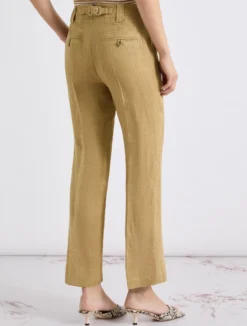 Pantalone flare in lino - KAKI