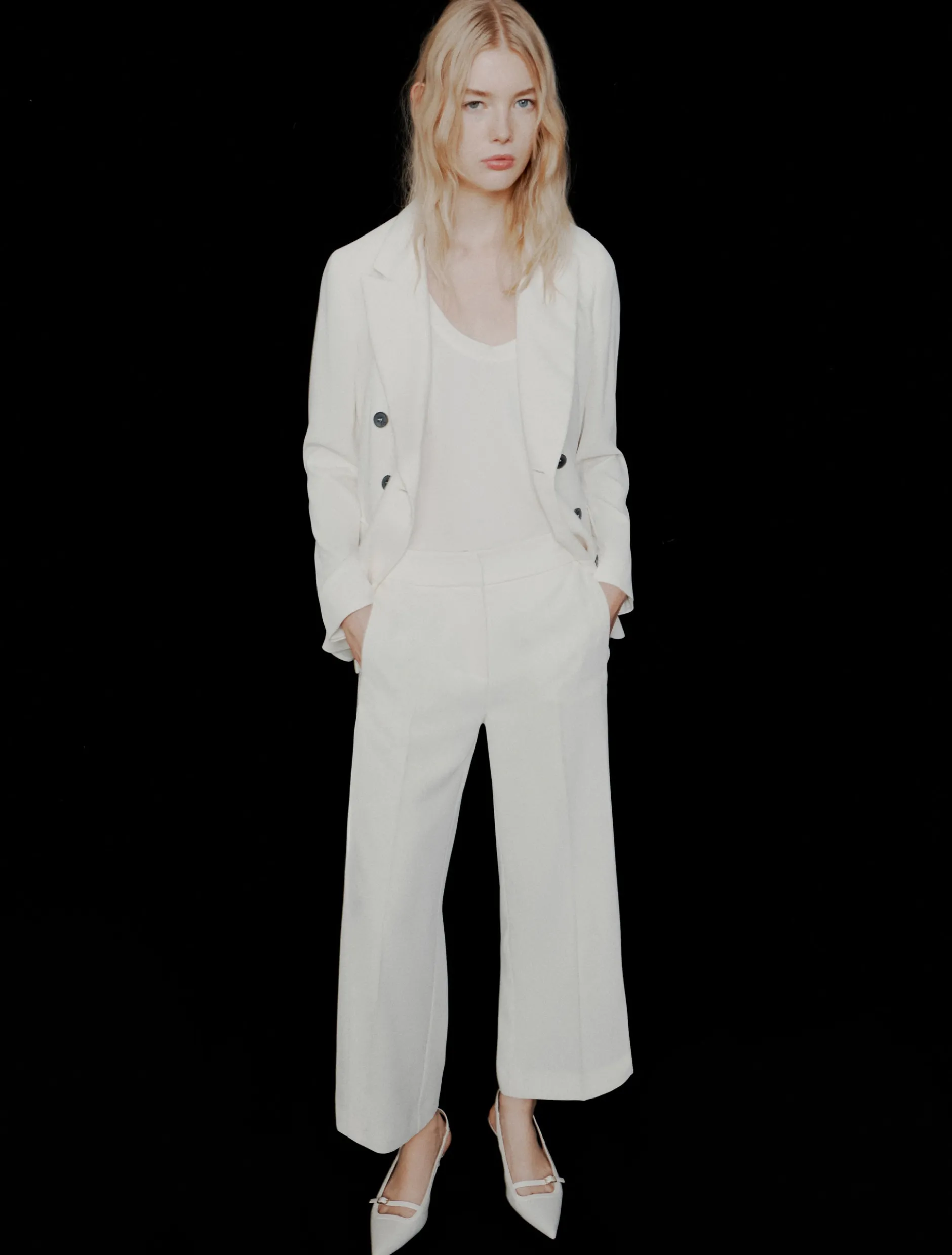 Pantalone in envers satin - BIANCO LANA