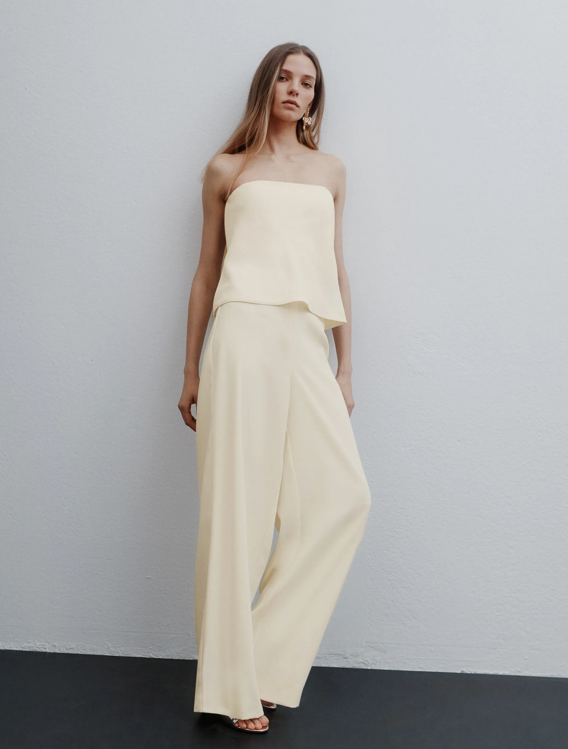 Pantalone in envers satin - BIANCO LANA