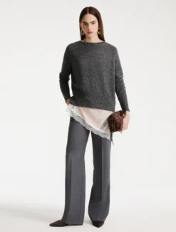 Pantalone in gabardina - GRIGIO MELANGE