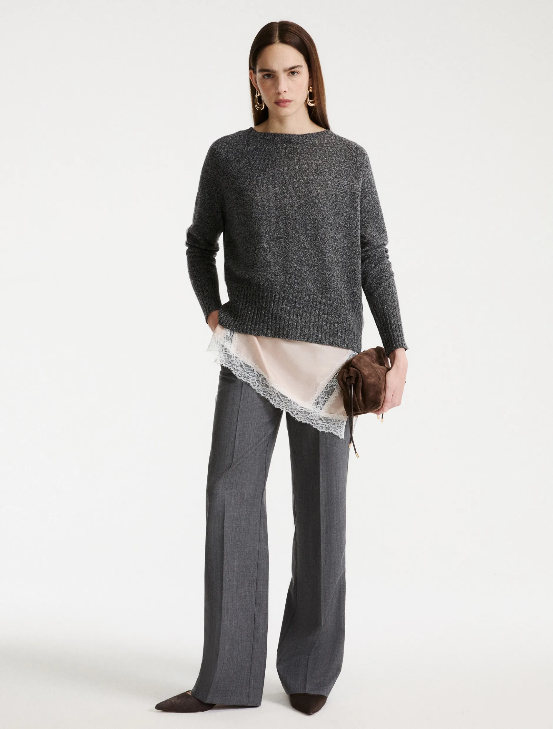 Pantalone in gabardina - GRIGIO MELANGE