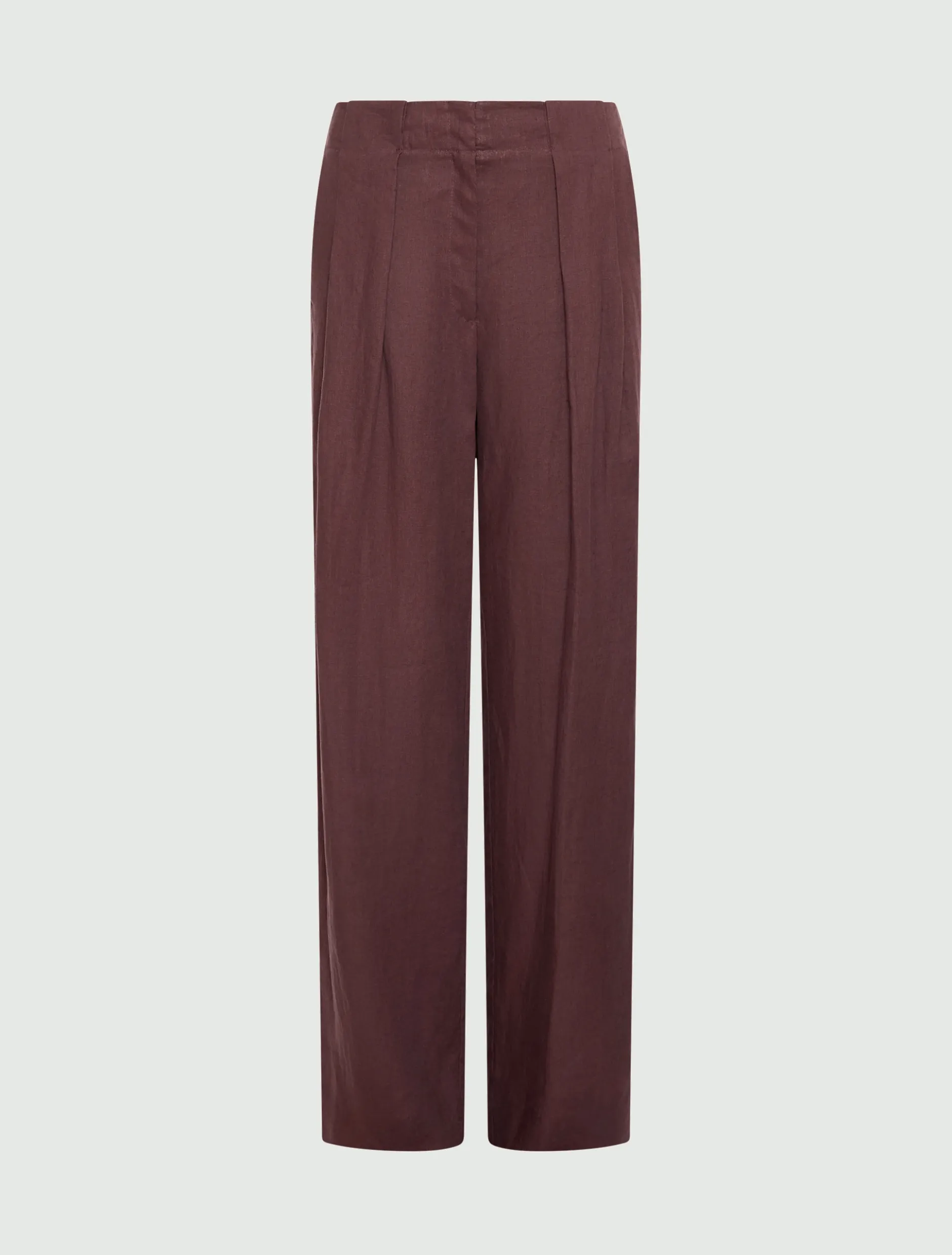 Pantalone in lino lavato - MARRONE