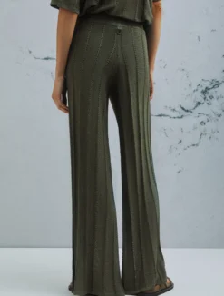 Pantalone in maglia con traforature - VERDE