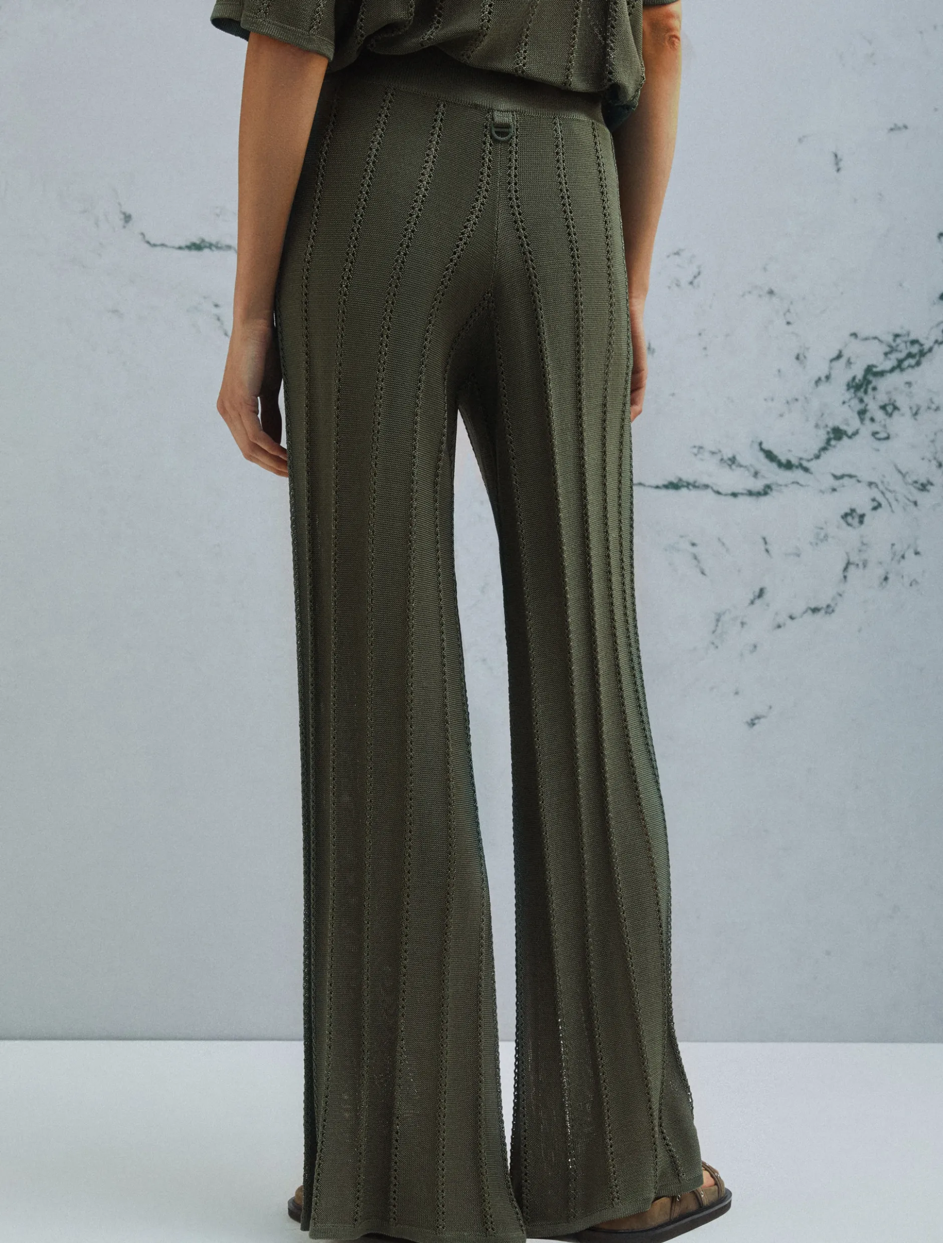 Pantalone in maglia con traforature - VERDE