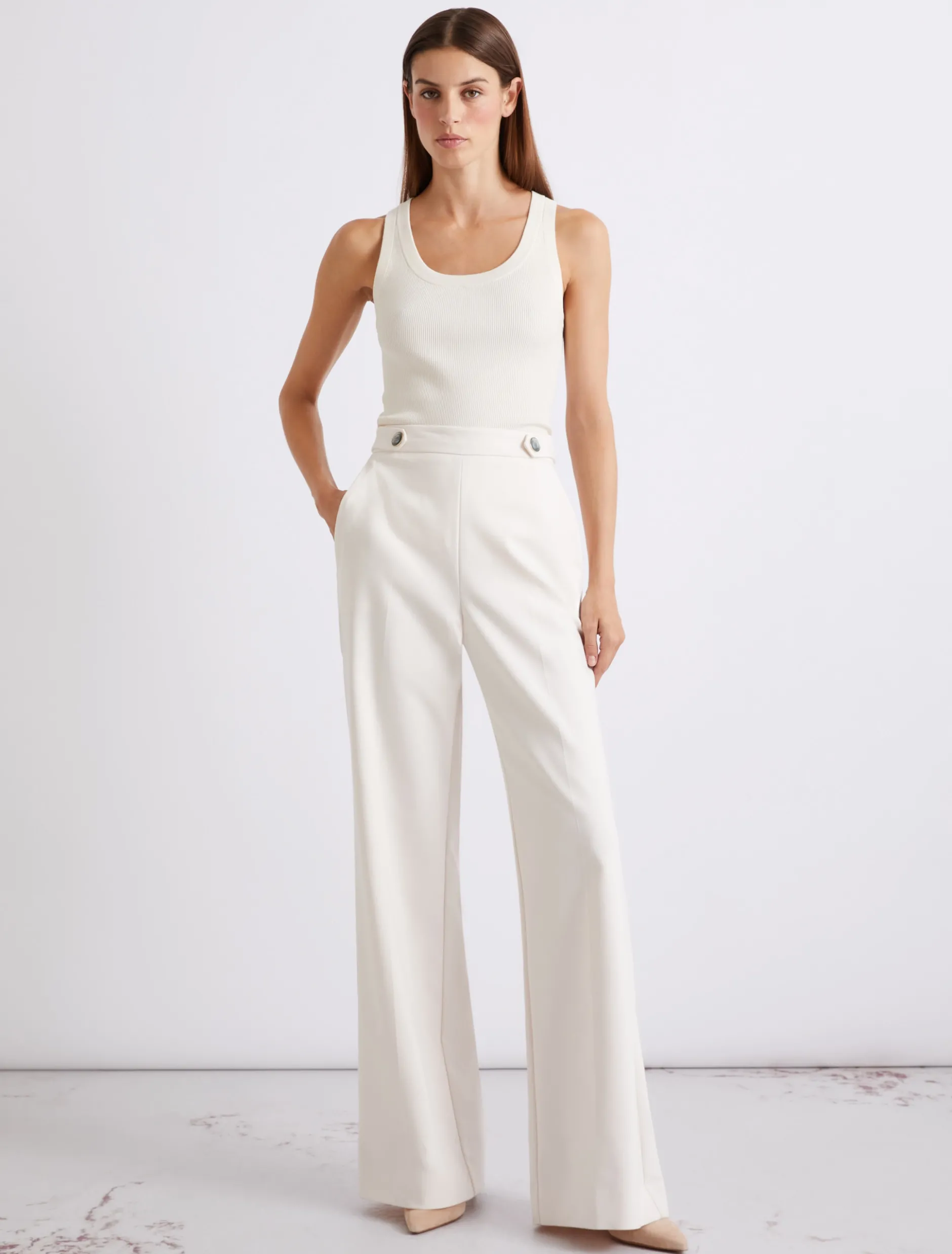 Pantalone in misto cotone stretch - BIANCO