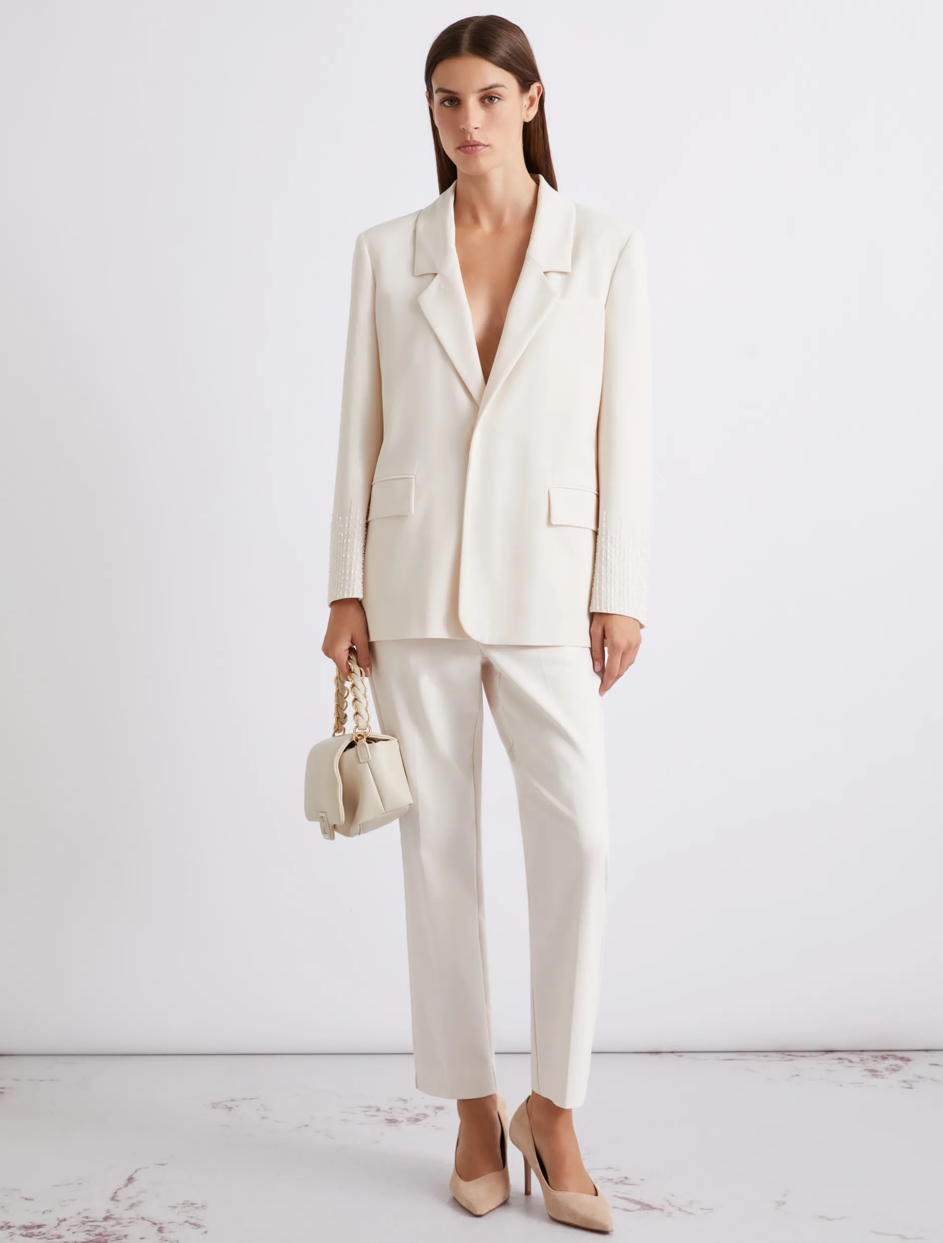 Pantalone in misto cotone stretch - BIANCO